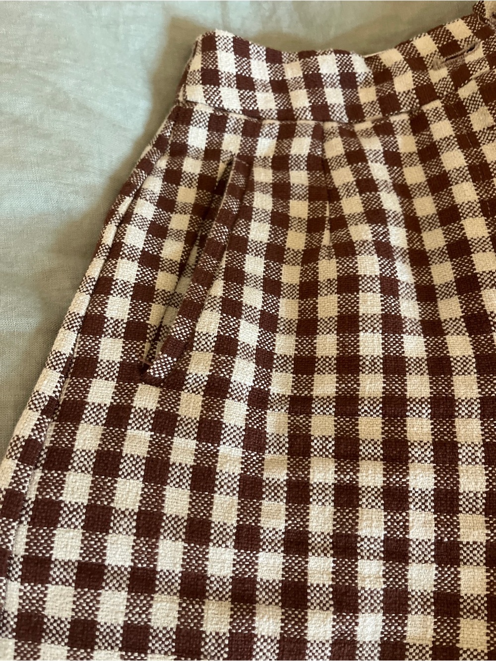 Sezane Martin Crop Gingham Pants in Brown & Cream Ecru - Picture 3 of 5